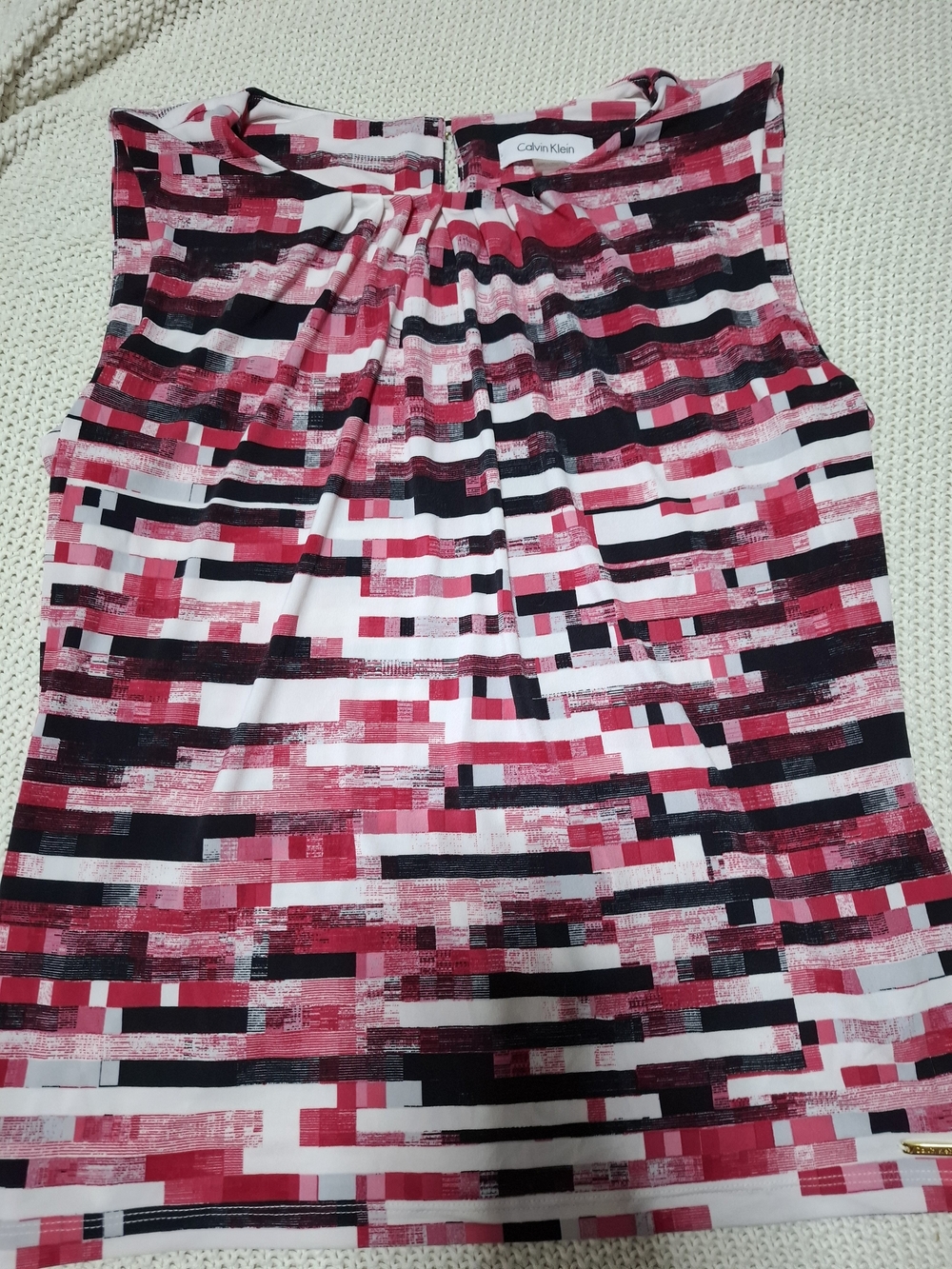 Calvin Klein Pink, Black & White Geometric Print Skirt